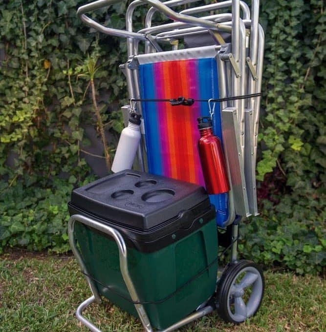 Mor Carrinho de Praia em Alumínio com Avanço para Caixa Térmica - Preto