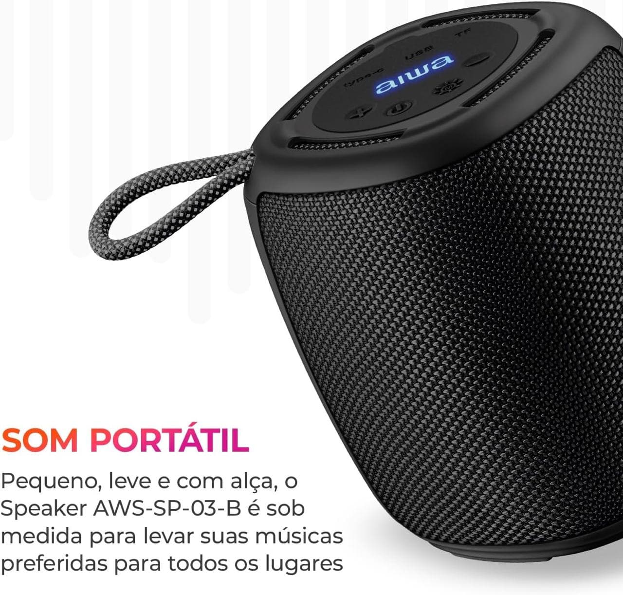 Caixa de Som AIWA SP-03-B Bluetooth IPX4 RGB